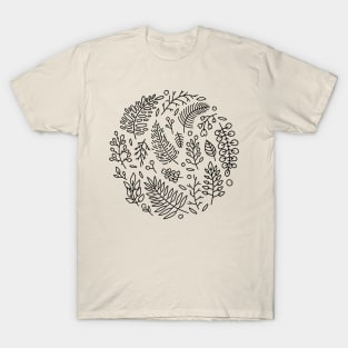 Floral botanical hand drawn vector circle print T-Shirt